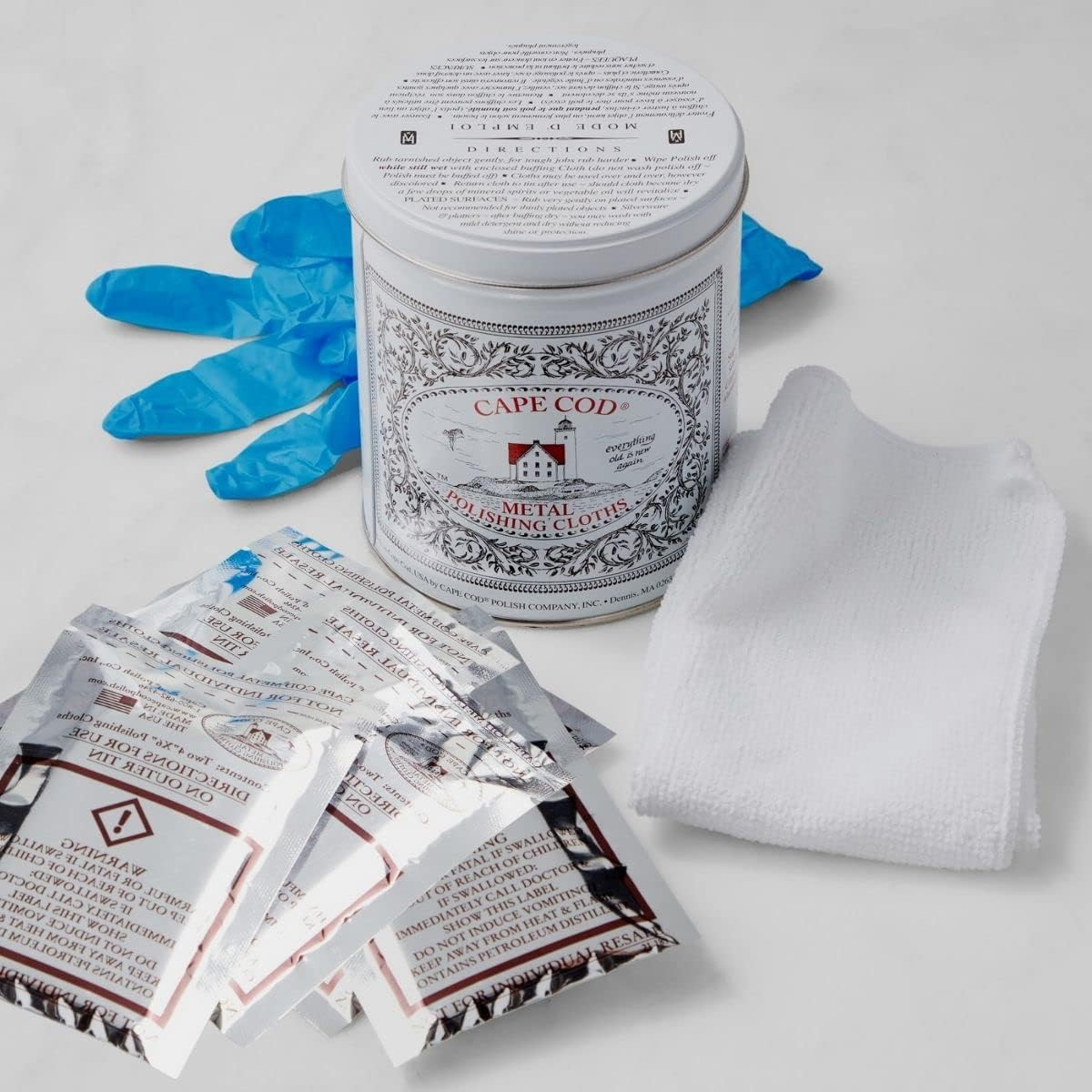Polishing Metal Tin Bundle for Fine Metals | (12) 4X6 Polishing Cloths | (1) 12X