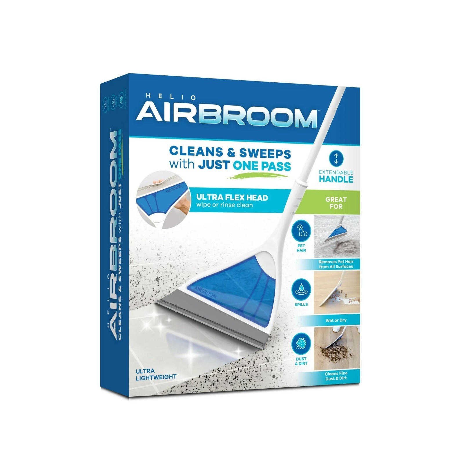 Helio Air Broom, All Surface Lightweight Silicone Broom, Squeegee, New …..