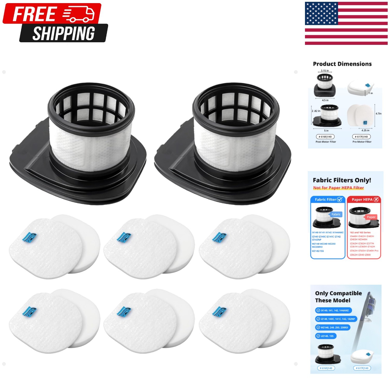 IX141 Filters Fit for Shark IX141 IX140 IZ140 IX142 IZ140C IZ142 UZ145 IZ141C…