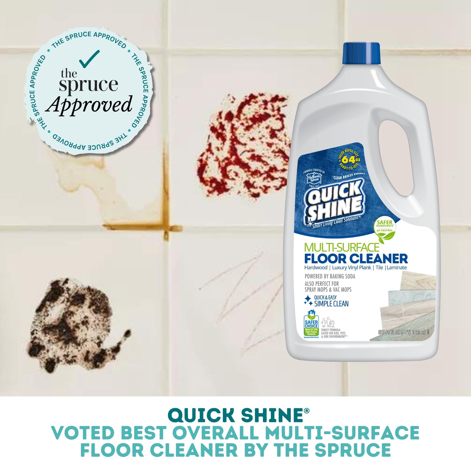 Quick Shine Multi Surface Floor Cleaner 64oz Ready to Use-Streak Free-No Rinse