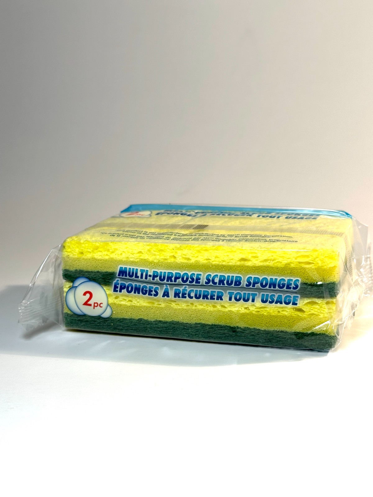 MULTI-PURPOSE SCRUB SPONGES 2PC 4.5X2.6X0.75 IN GREEN AND YELLOW