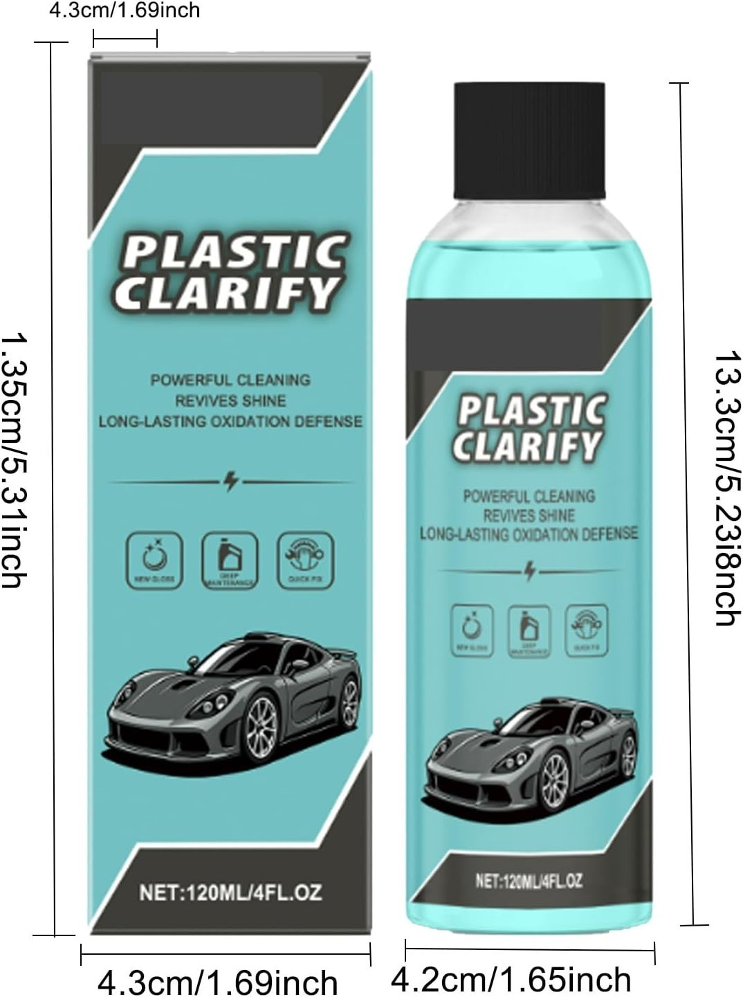 2PCS Plastic Clarify For Cars, Plastic Clarify, Waterless Spray Wax, All-In-One