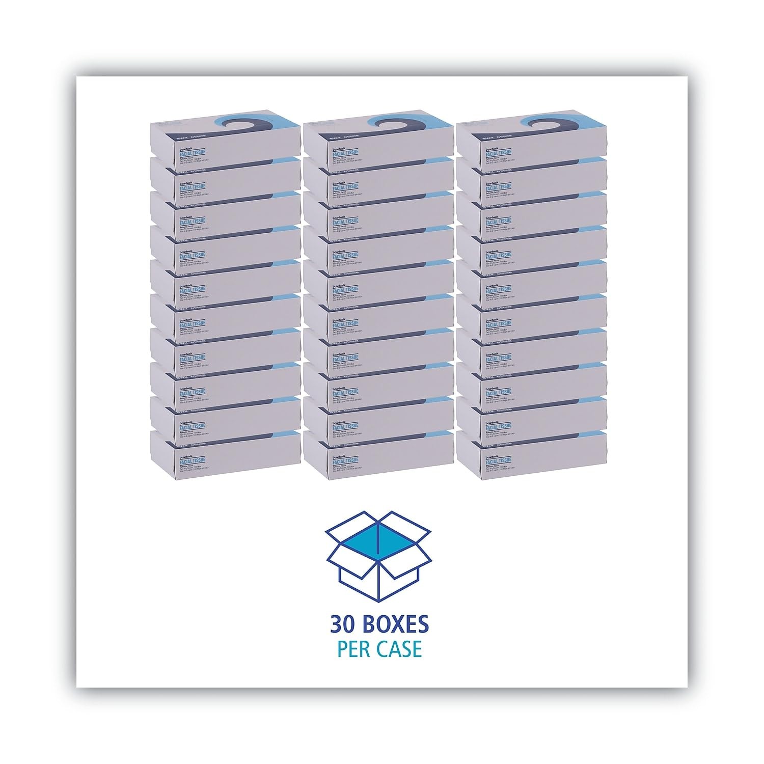 Boardwalk BWK6500 Facial Tissue Flat Box 100 Sheets (Case of 30 Boxes)