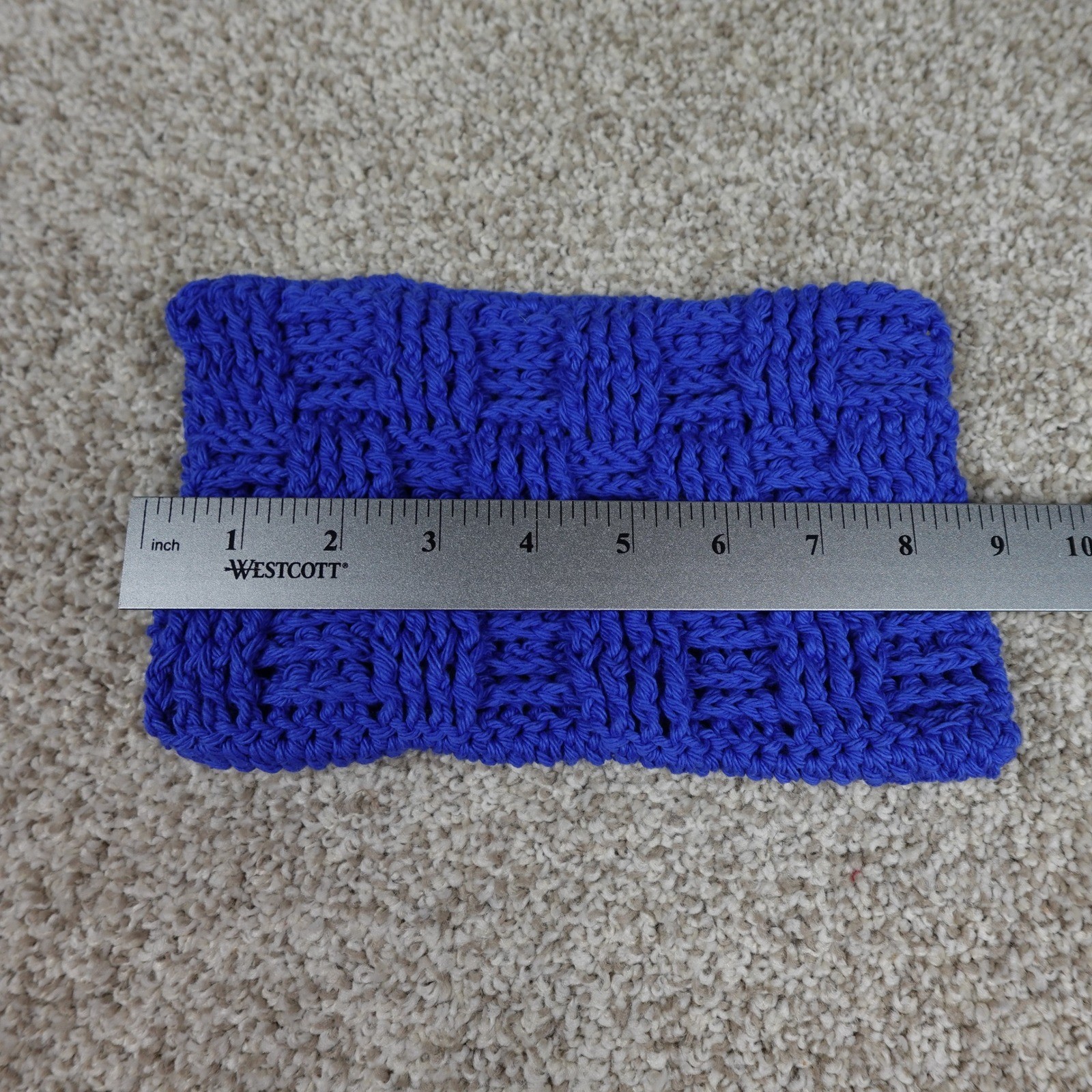 Handmade Crochet Reusable Mop Cover Royal Blue Basketweave Washable Pad