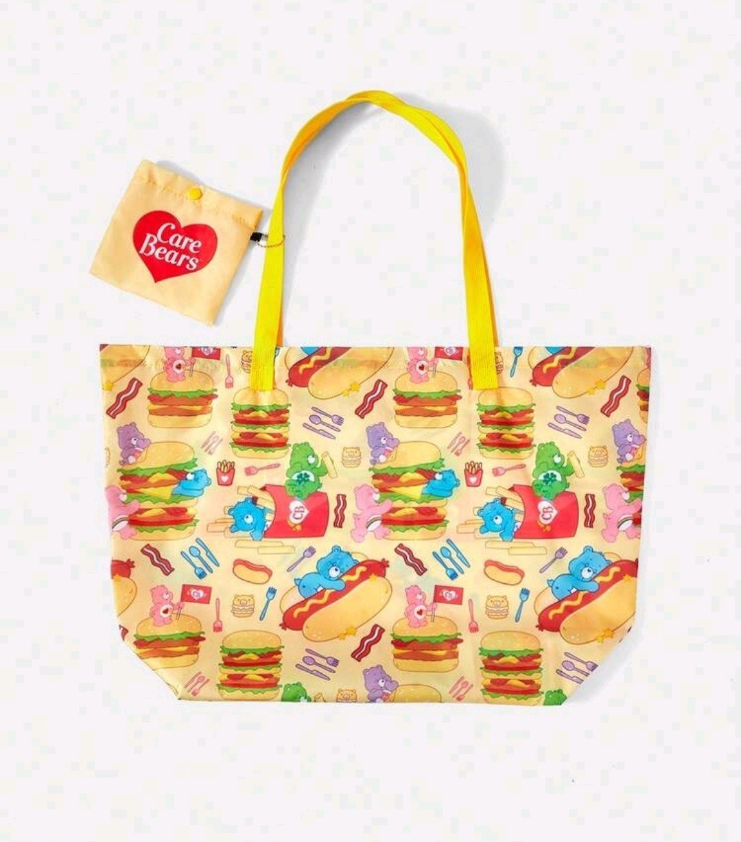 Care Bears Foldable Reusable Tote Bag, Multicolor All-Over, 18x22in