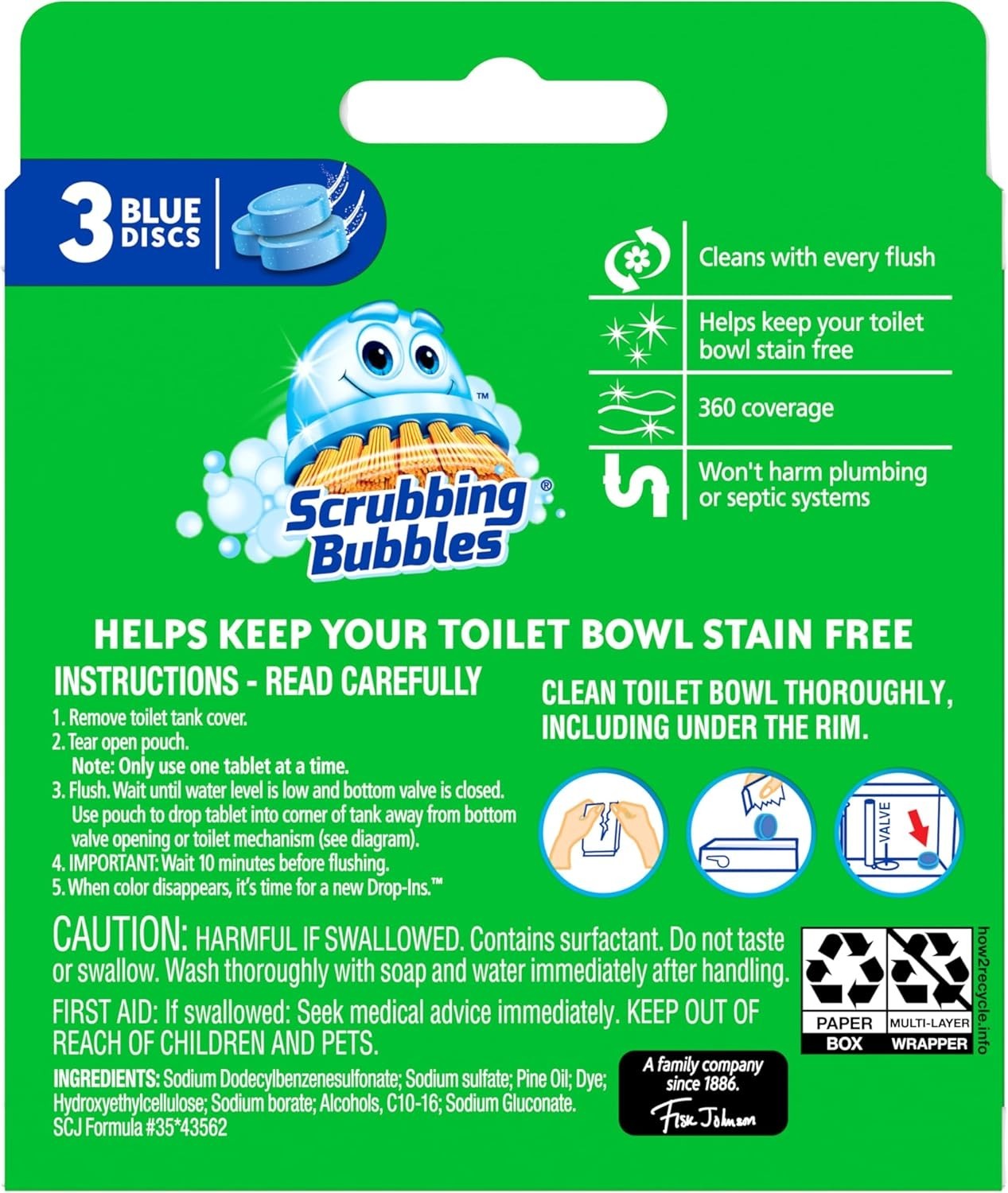 Scrubbing Bubbles Toilet Cleaner Drop Ins Tablets, 2 Scent,3-5 Count Pack of 1.