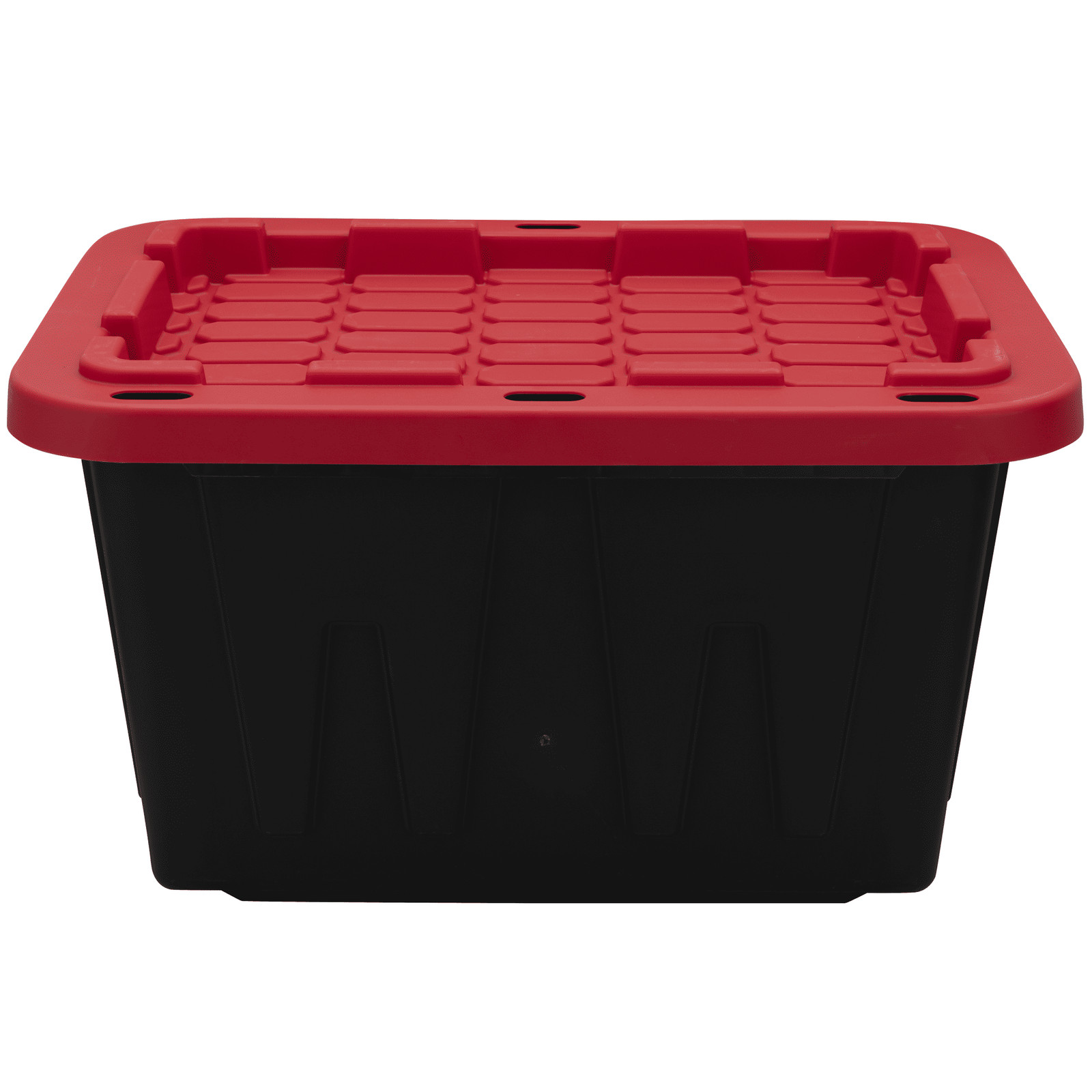(2 pack)12 Gallon Plastic Storage Container with Snap-On Lid, Black and Red