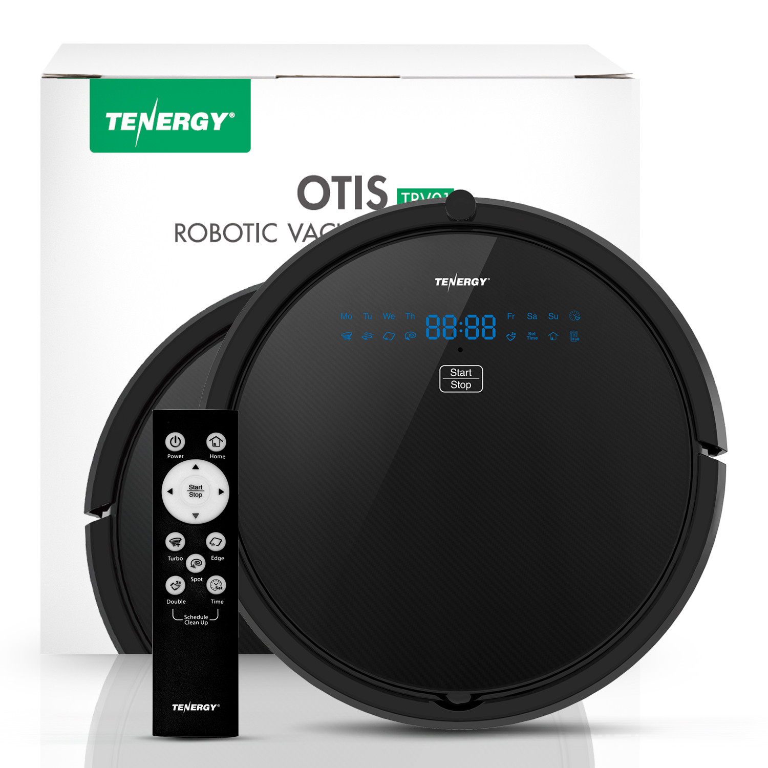 Tenergy Robot Vacuum Cleaner Max Power Suction Self-Charging Floors Thin Carpets