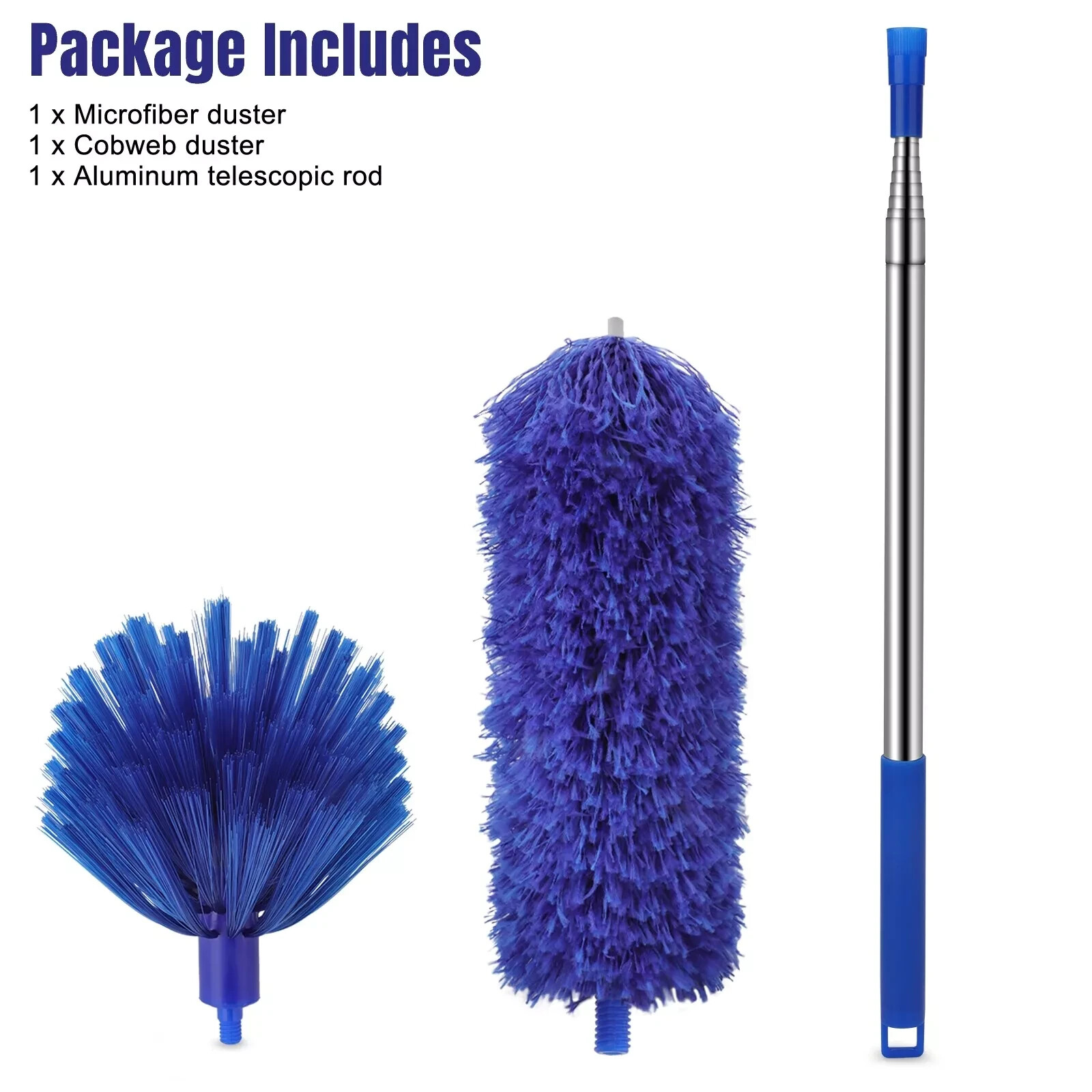 Microfiber Ceiling Fan Duster/Cobweb Cleaner Brush Kit Telescopic Extension Pole