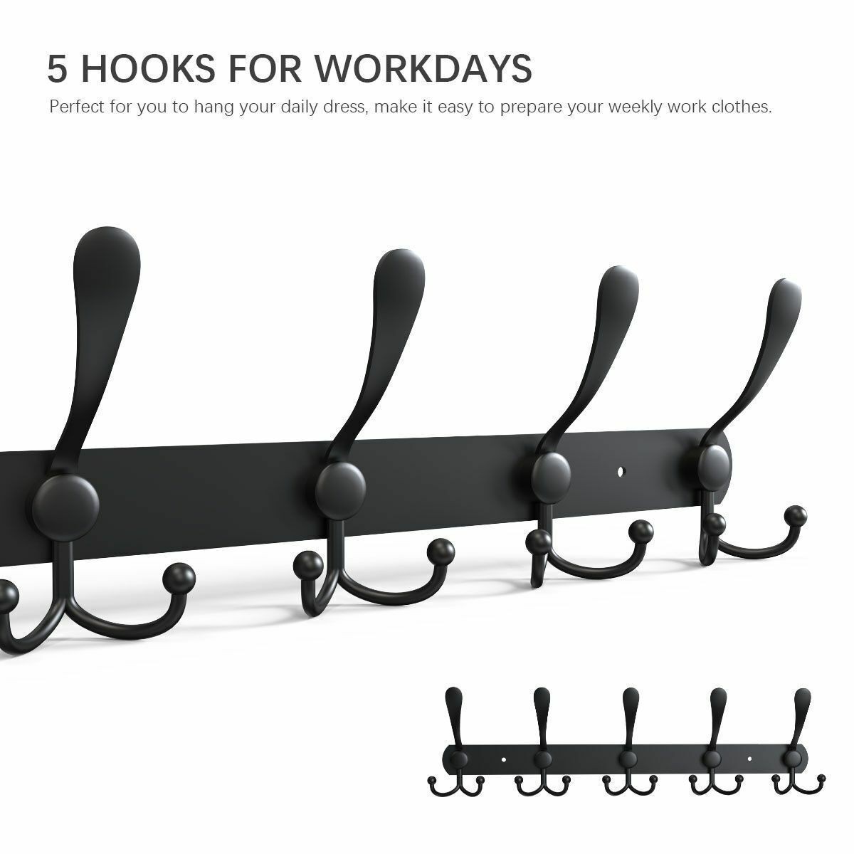 Stainless Steel 15 Hooks Coat Robe Hat Clothes Wall Mount Hanger Towel Rack 2025