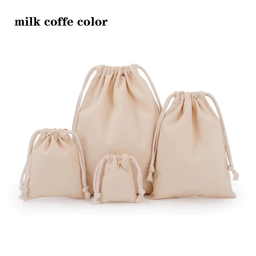 Drawstring Bag Cotton Storage Organizer Tote Portable Handbags Grocery Shopping