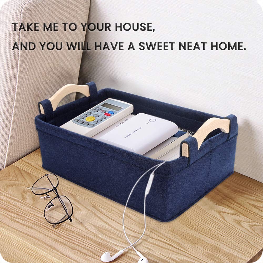 Rectangle Storage Baskets Navy 13 x 8.9 x 4.5 Inch (Pack of 1), Blue