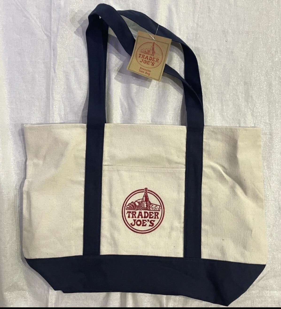 Trader Joe’s Canvas Tote Bag Navy Blue New