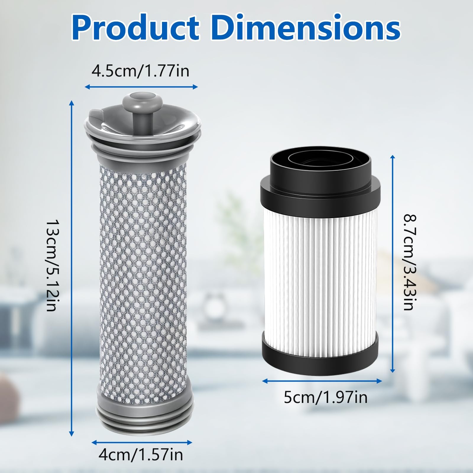 4 Pack Filter Replacement Parts for Tineco Pure ONE S15/S15 Essentials/S15 Pe…