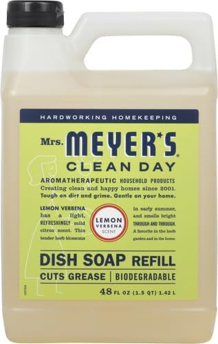 Mrs. Meyer’s Clean Day Liquid Dish Soap Refill, Lemon Verbena Scent, 48 Fluid Oz