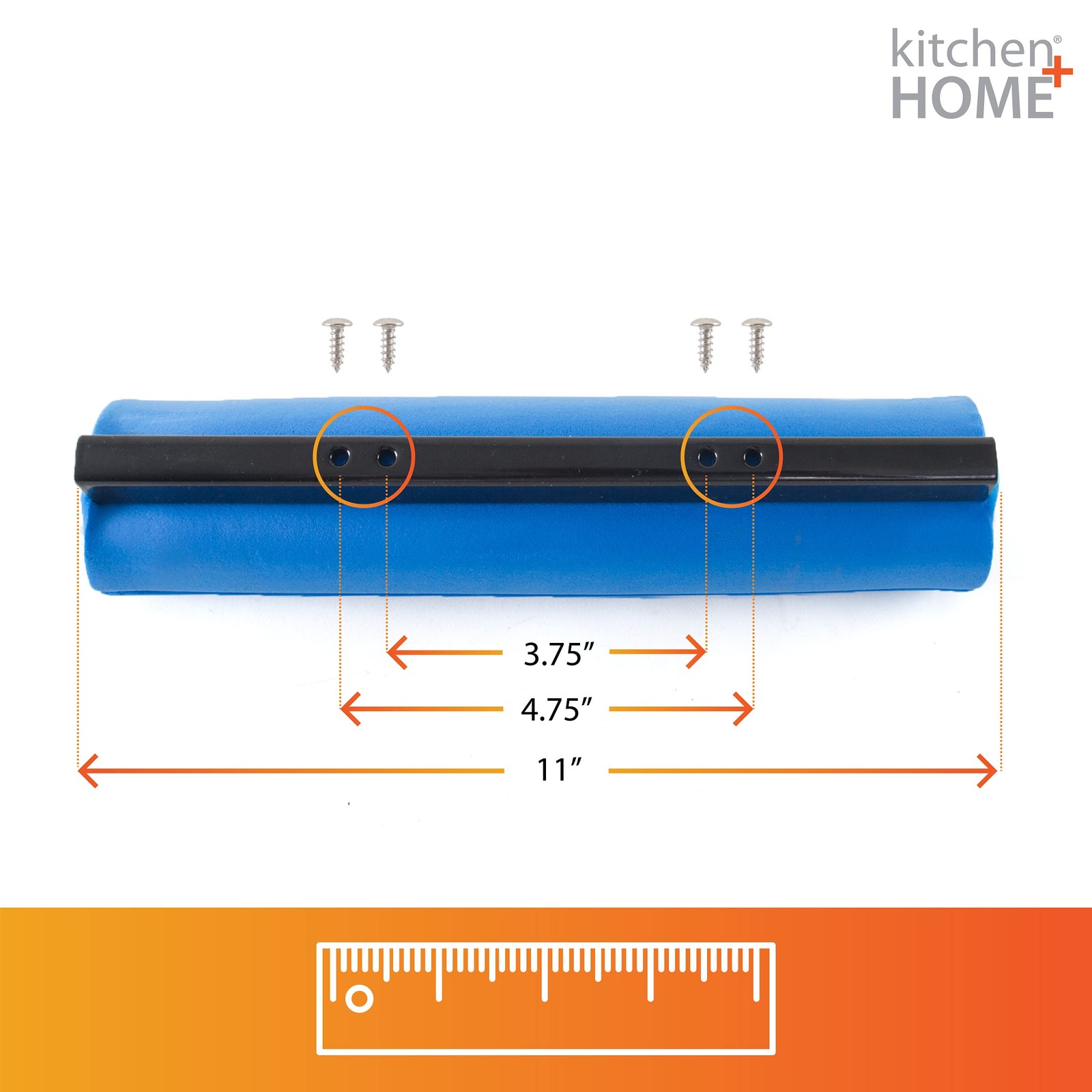 Kitchen + Home PVA Sponge Roller Mop – 11″ 1 Count (Pack of 1), Blue/Black
