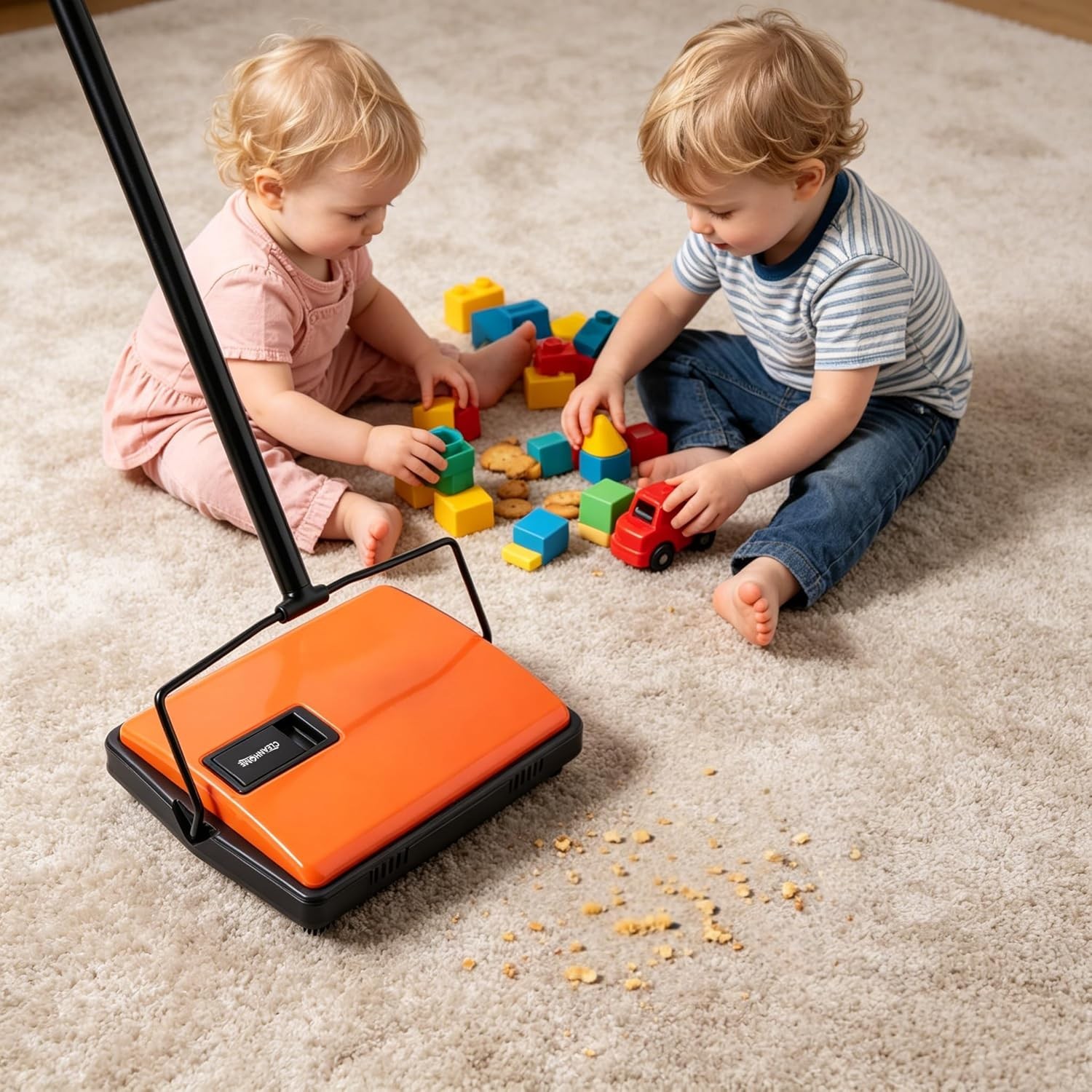 Lightweight Manual Carpet Sweeper for Pet Hair – Quiet & Eco-Friendly Solution