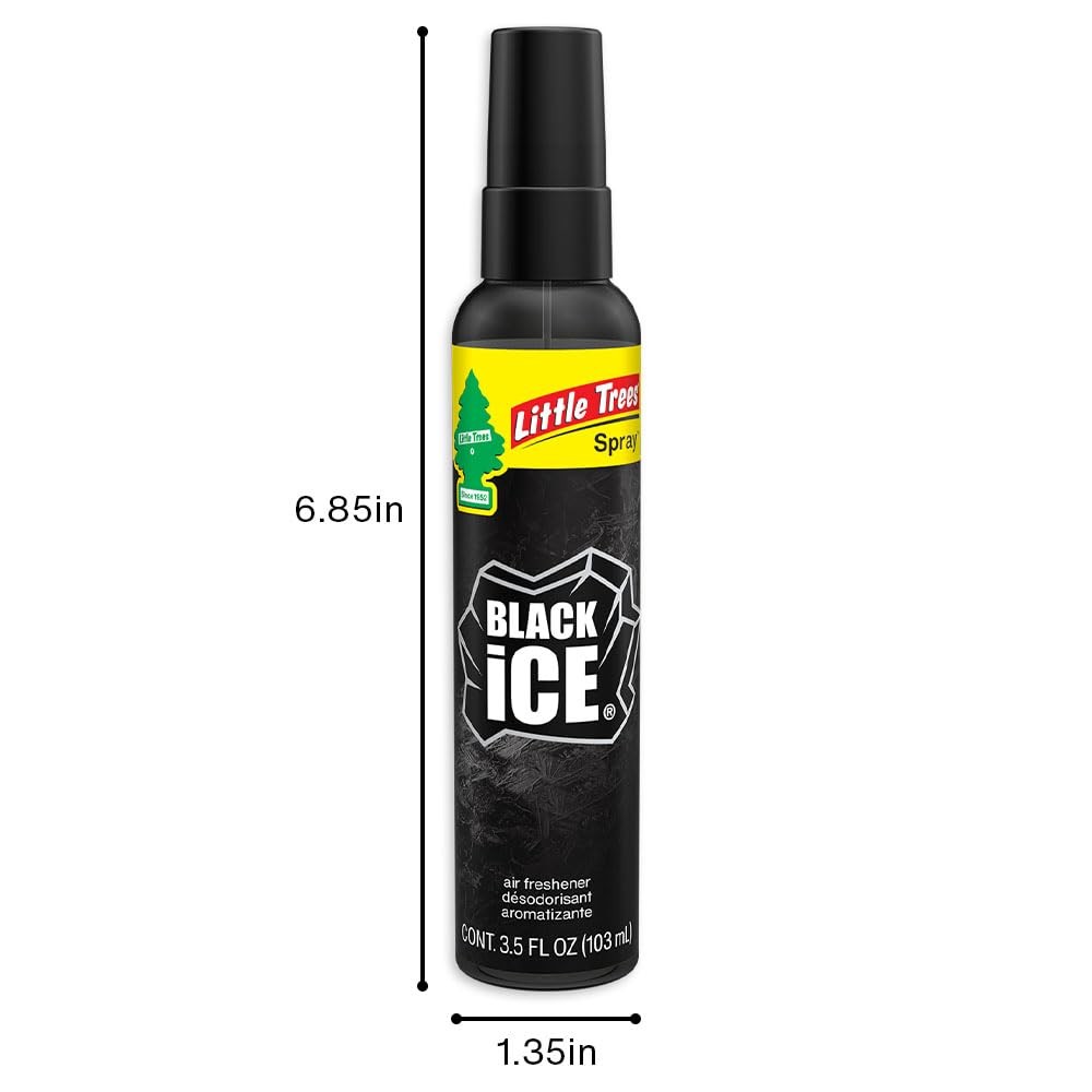 LITTLE TREES Car Air Freshener | Spray 6 Count (Pack of 1), Black Ice