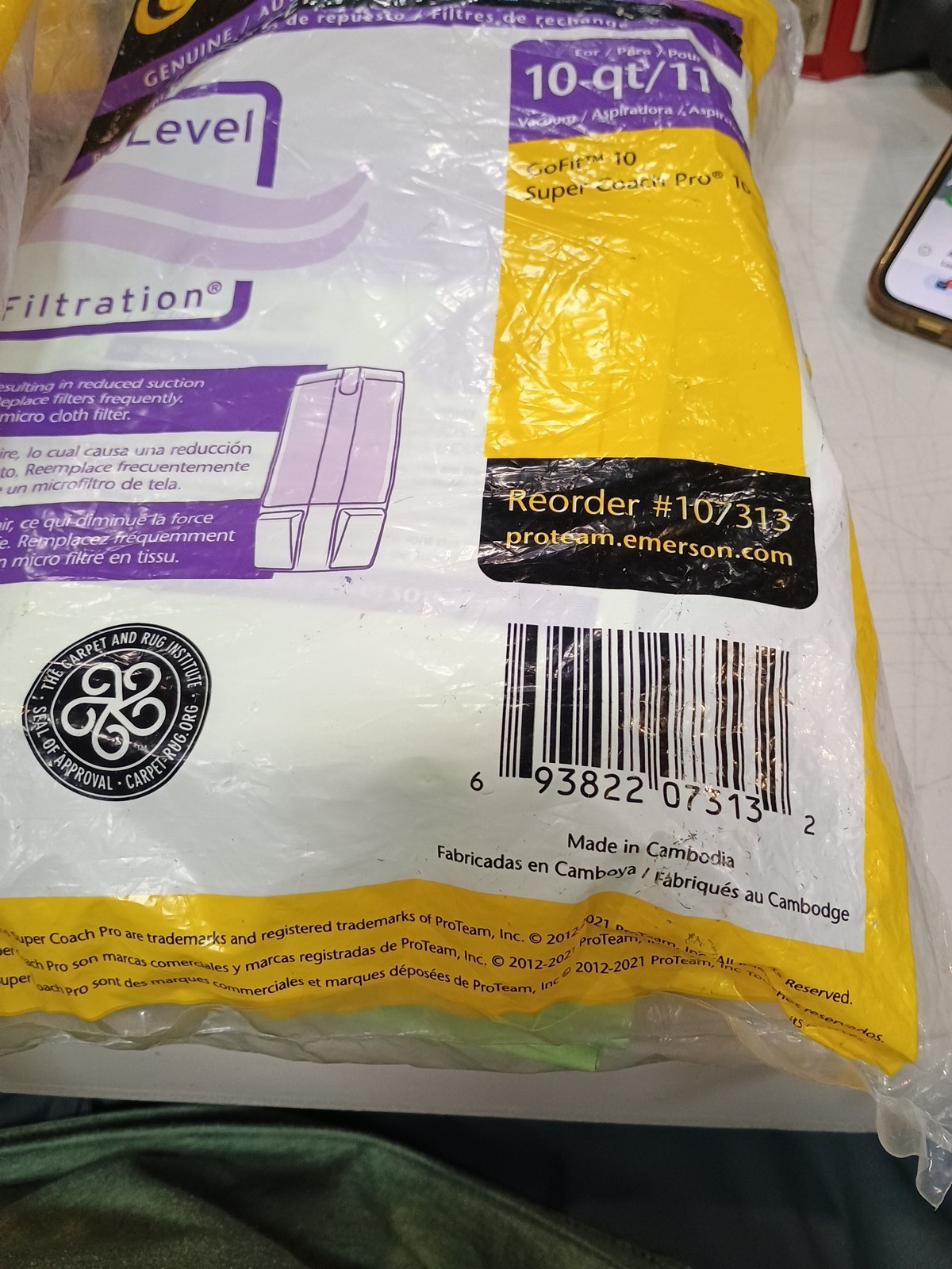 Lot 2 ProTeam 107313 Intercept Micro Vacuum Filter Bags Super Coach Pro 10