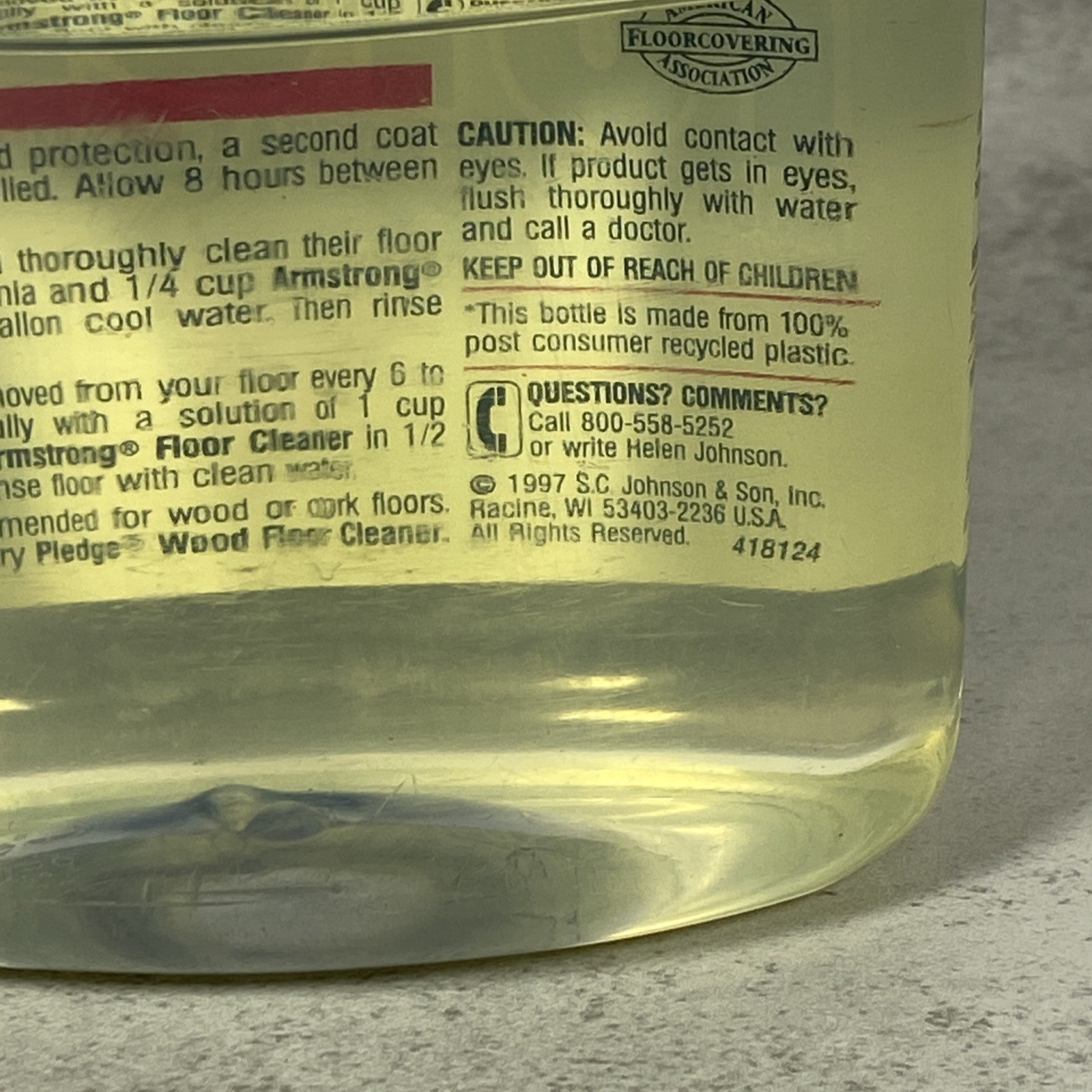 Vintage FUTURE Floor Finish Atomic Label 27 oz Johnson Wax 1997 Bottle 30% Full