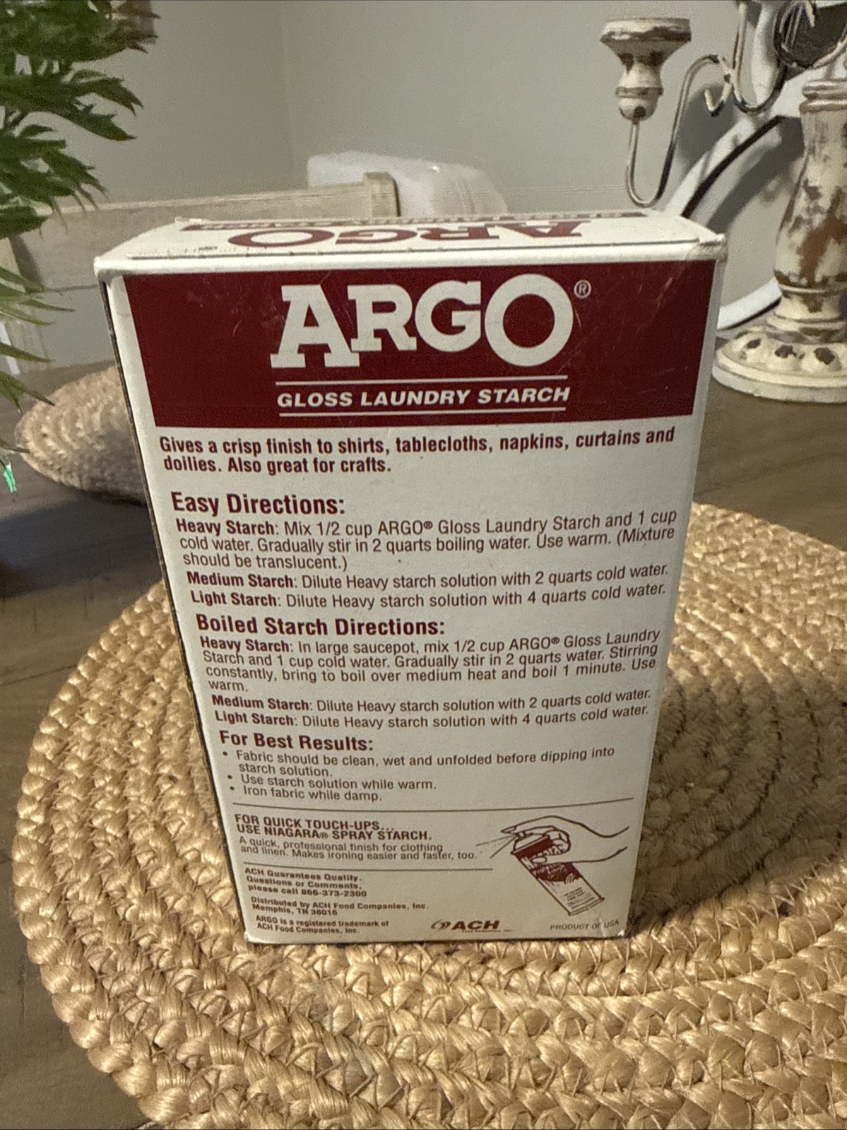 NEW SEAL ARGO Gloss Laundry Starch Red Removes Greasy Spots 16oz