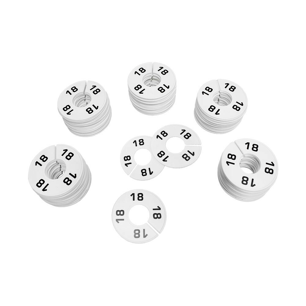 10 PC 3-1/2″ Clothing Rack Sizes 18 Dividers Hangers White Plastic Round
