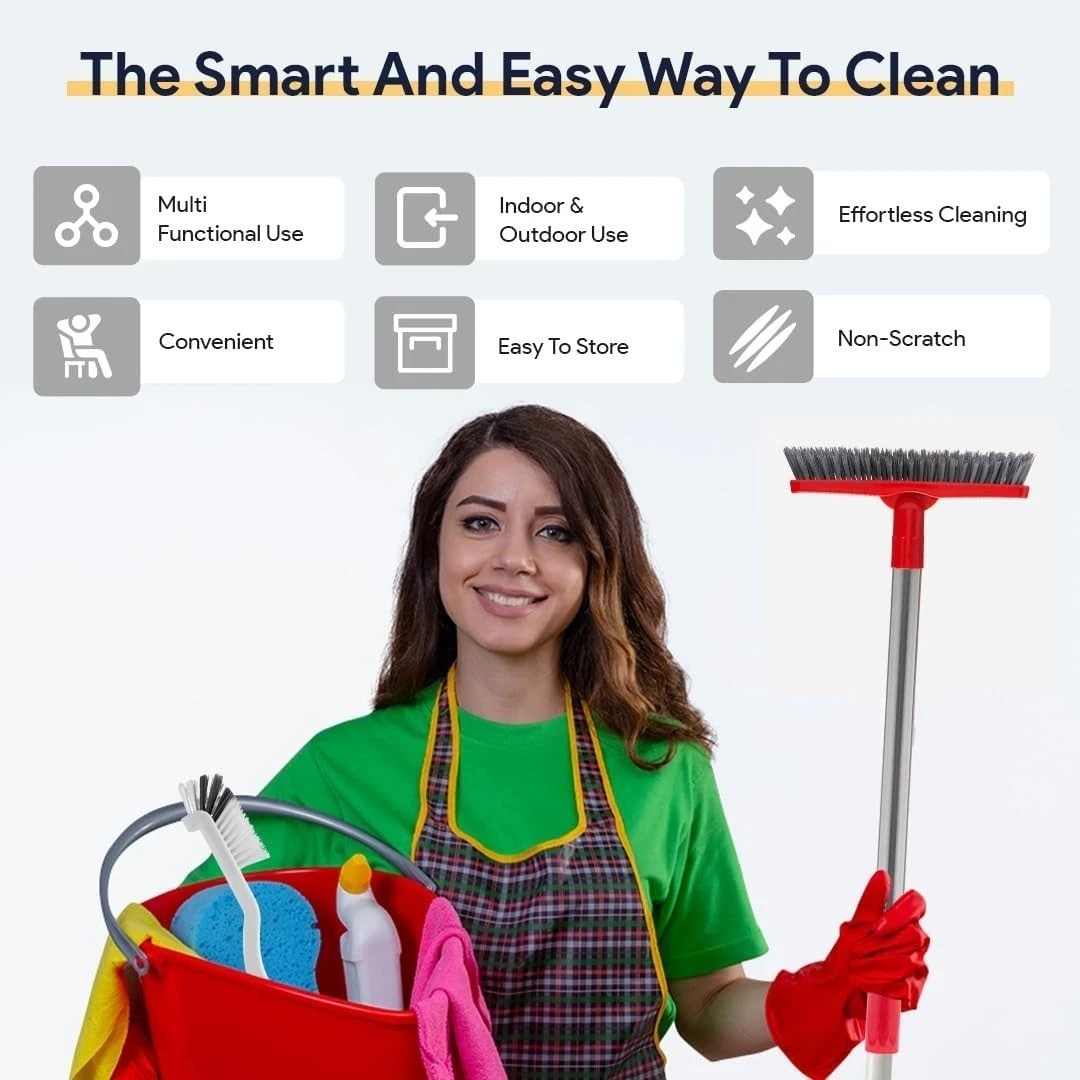 Grout Brush with Long Handle Extendable Tile Floor Scrubber Crevice Cleaning Set