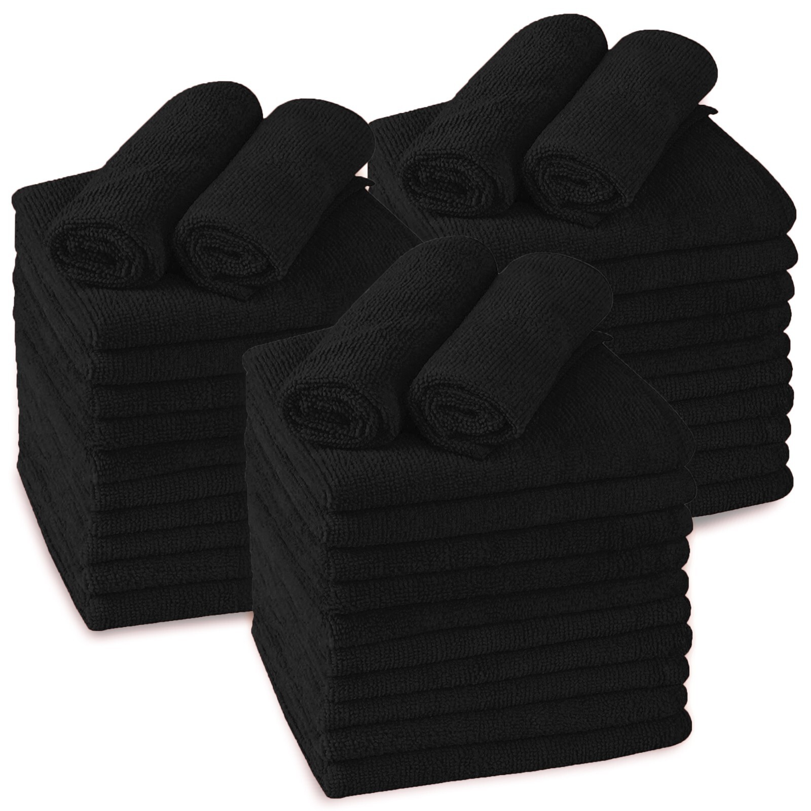 Microfiber Cleaning Cloth 36-Pack 16×16 inch Wash Towel 3 Dozen Black Car Rag
