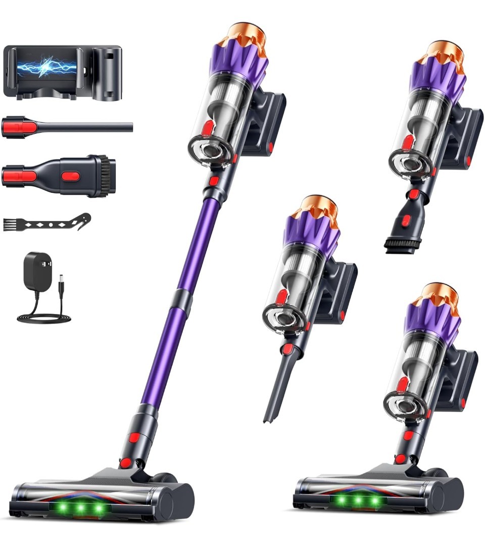Cordless Vacuum Cleaner for Home, 600W/50KPa Powerful Suction, 60Mins…