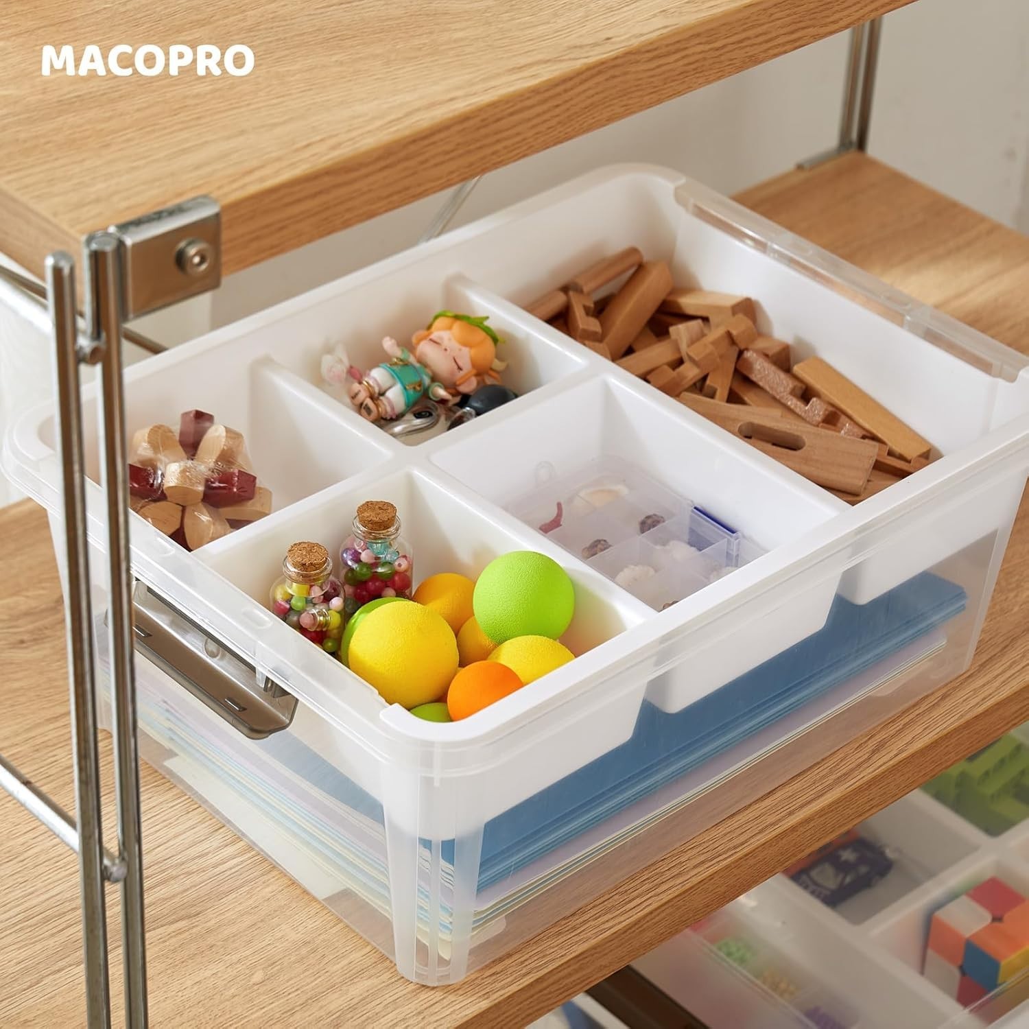 17 Quart Clear Storage Organizer with Lift Off Lid for Crafts and Sewing