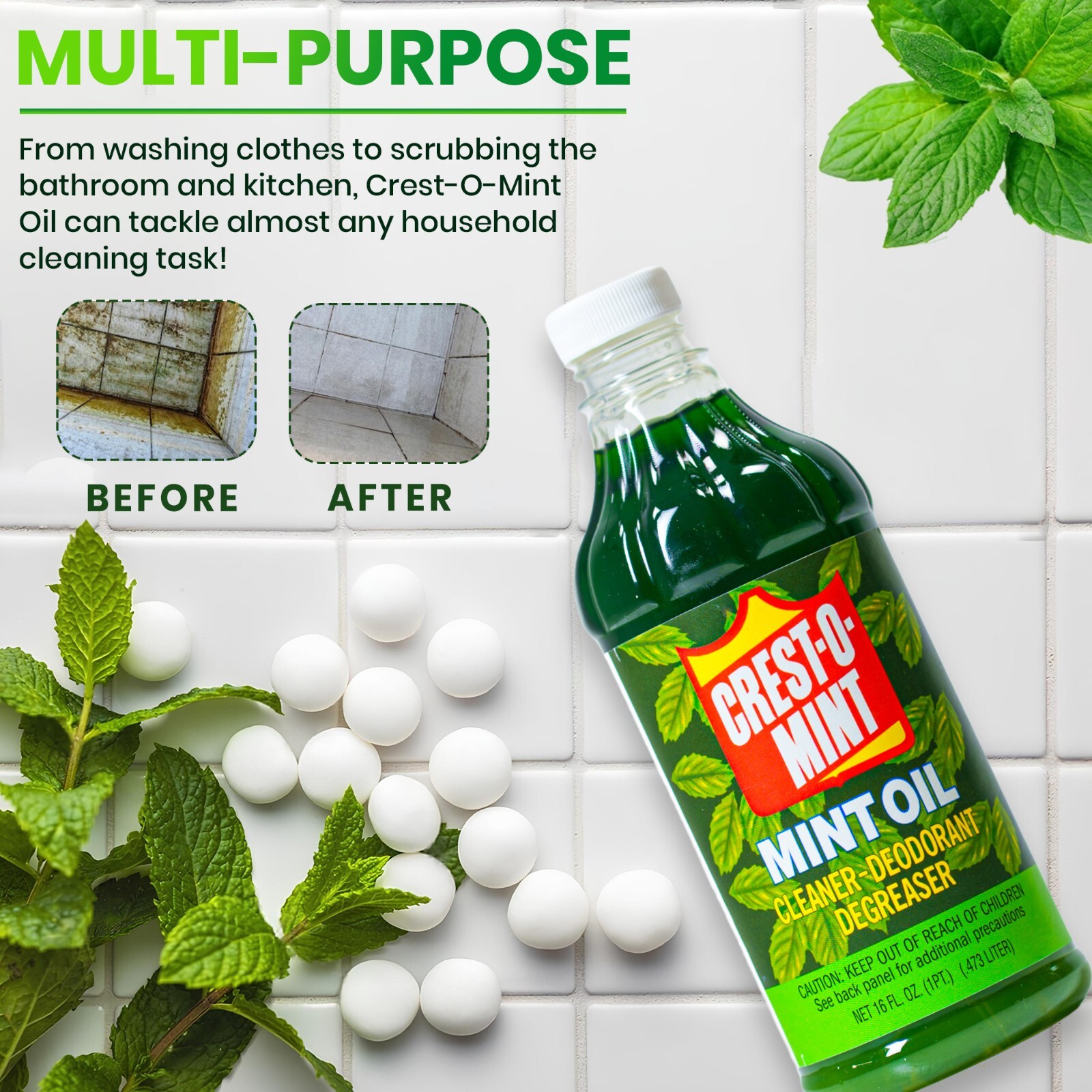 Crest-O-Mint Wintergreen Oil Multi-Purpose Cleaner Degreaser Household Pack of 3