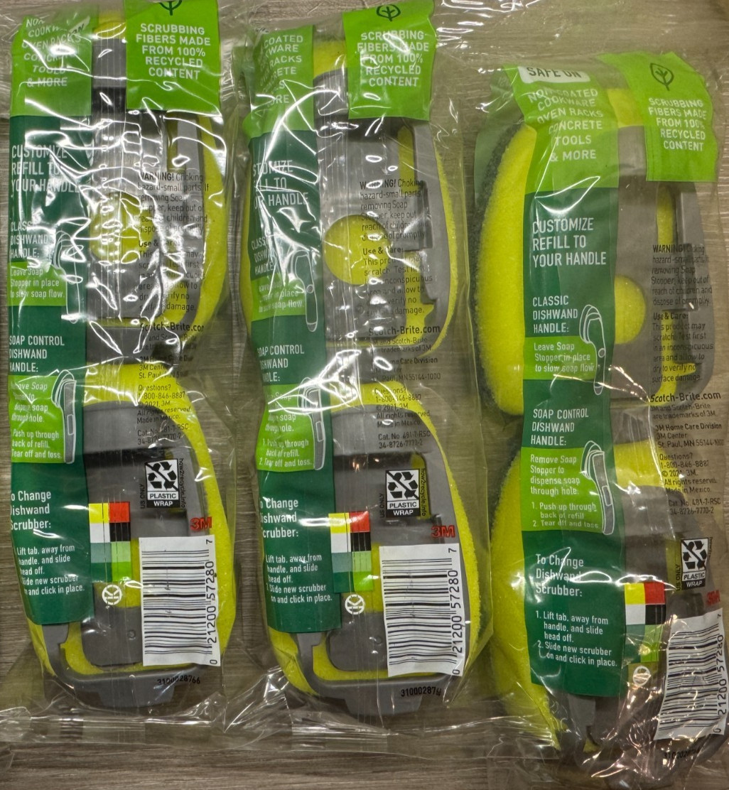 3 PACKS Scotch-Brite Heavy Duty Dishwand 6-Refills NEW SEALED