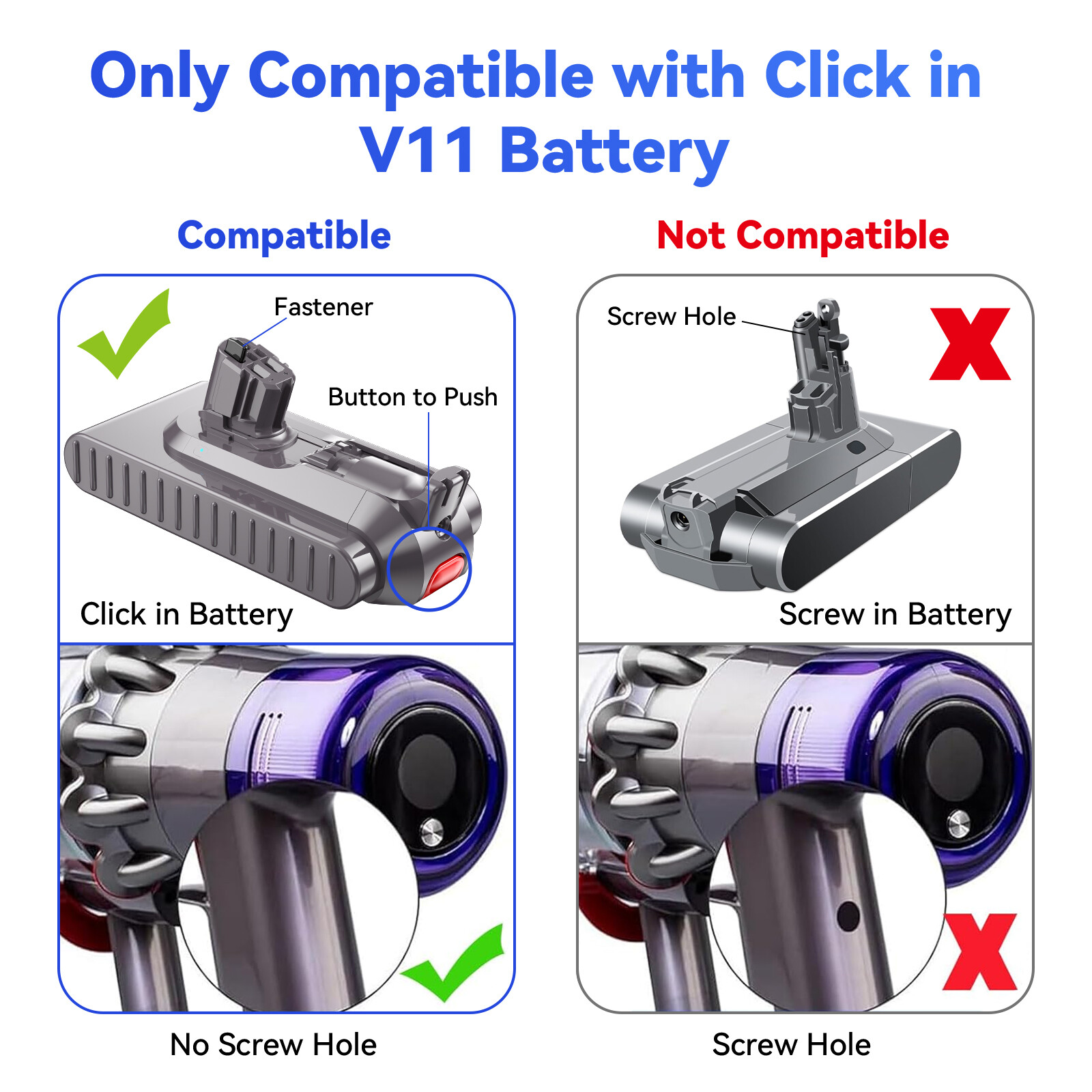 25.2V 8000mAh For Dyson V11 Replacement Battery SV14 SV15 Click-in Type Vacuum