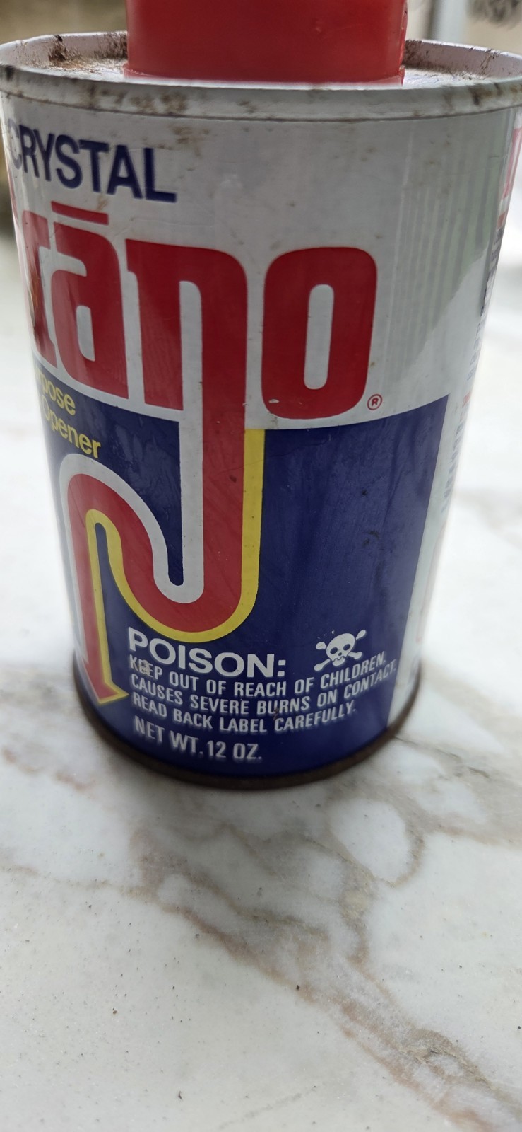 Vintage 1977-1984 Crystal Drano All Purpose Drain Opener 12 oz Metal Can 1/2 Ful