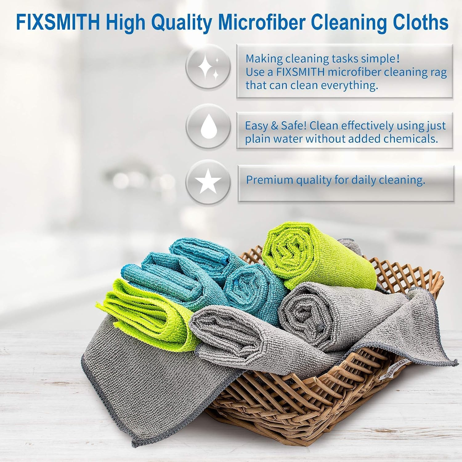 Highly Absorbent 12×16 Multi-Purpose Microfiber Cloths – 8 Pack Assorted Colors