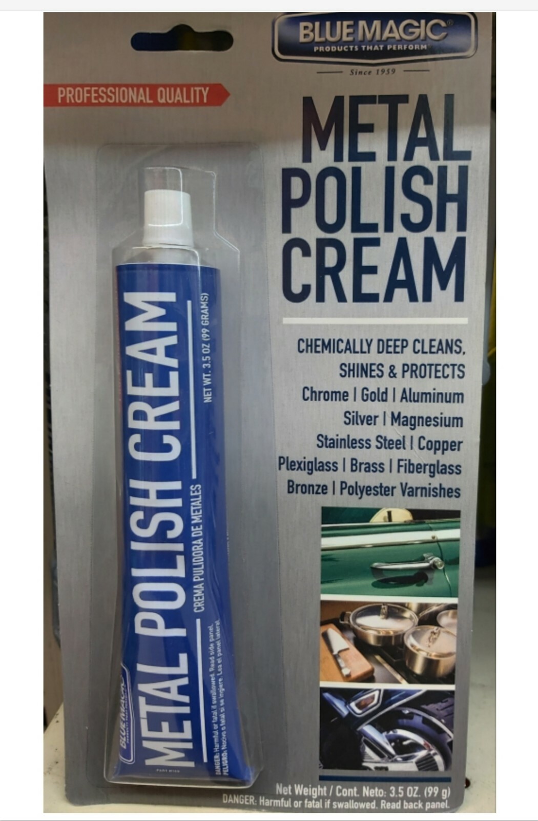 BLUE MAGIC METAL, GOLD, SILVER, STERLING POLISH CREAM (3.5oz Tube)