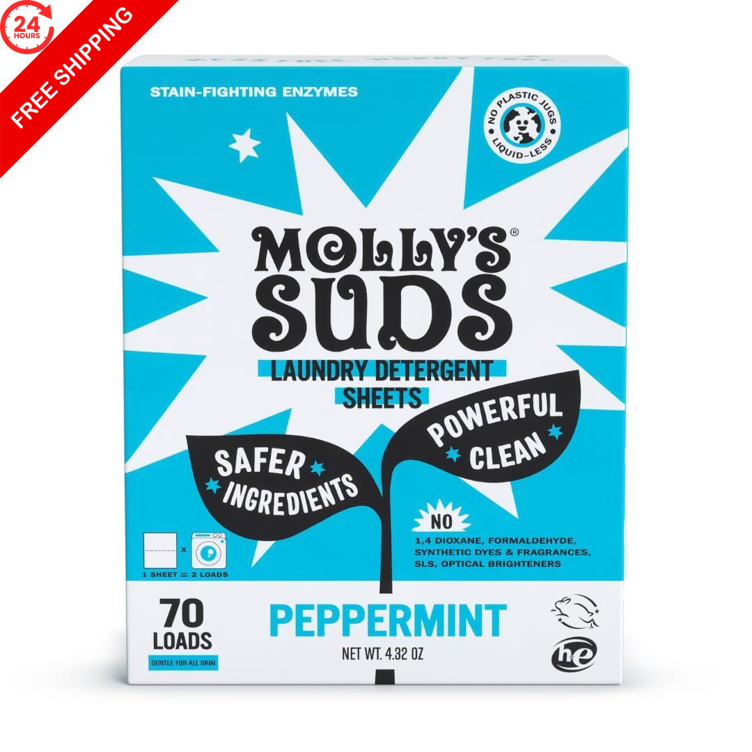 Molly’s Suds Laundry Detergent Sheets | Gentle on 70 Loads, No Color