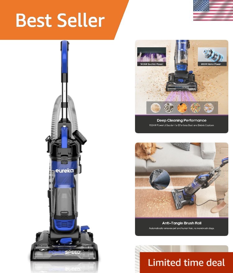 Lightweight Powerful Upright Vacuum Cleaner for Carpet and Hard Floor, PowerS…