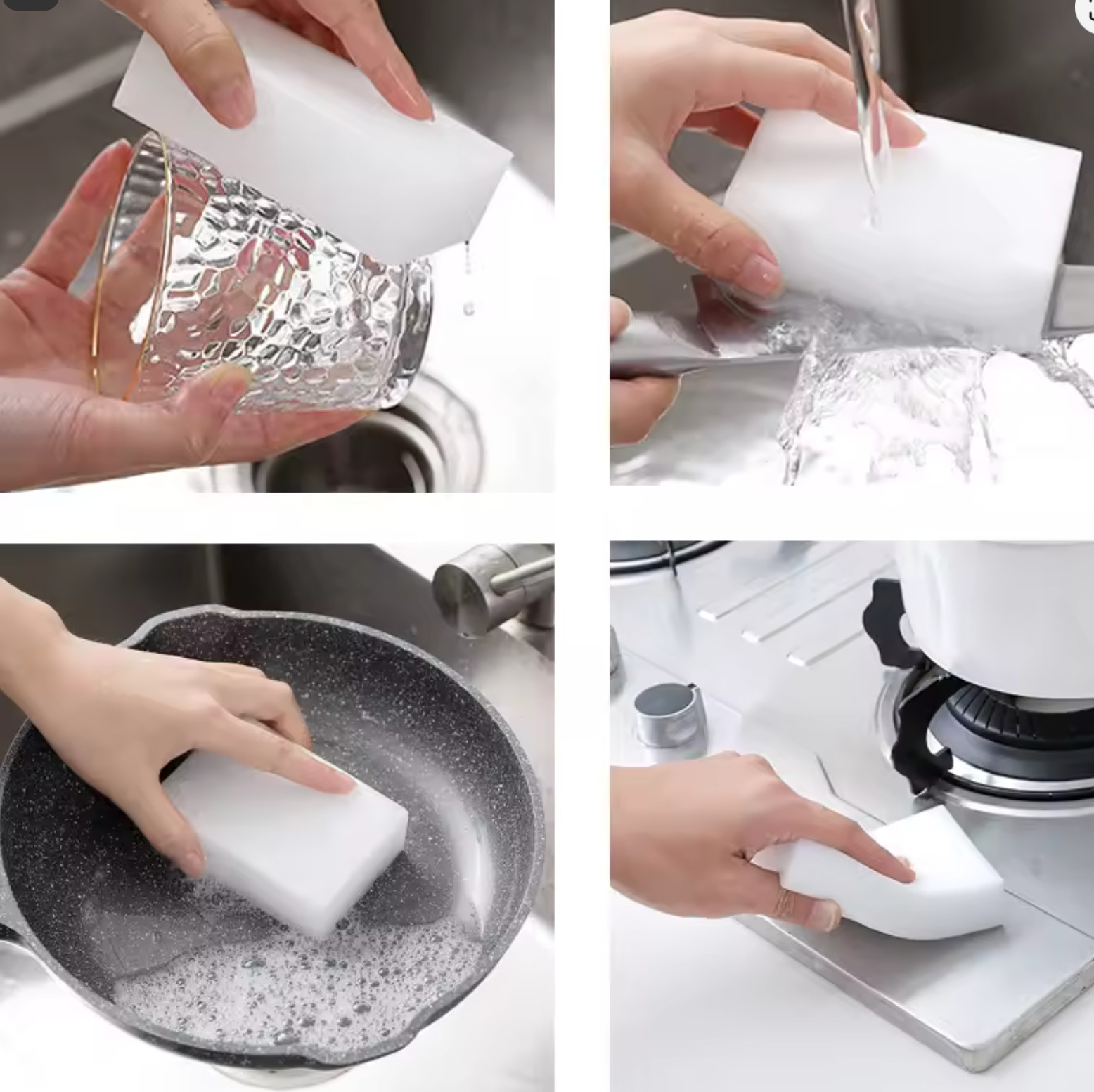 100 PCS Magic Sponge Eraser Bulk Pack 3/4″ Thick Melamine Cleaner