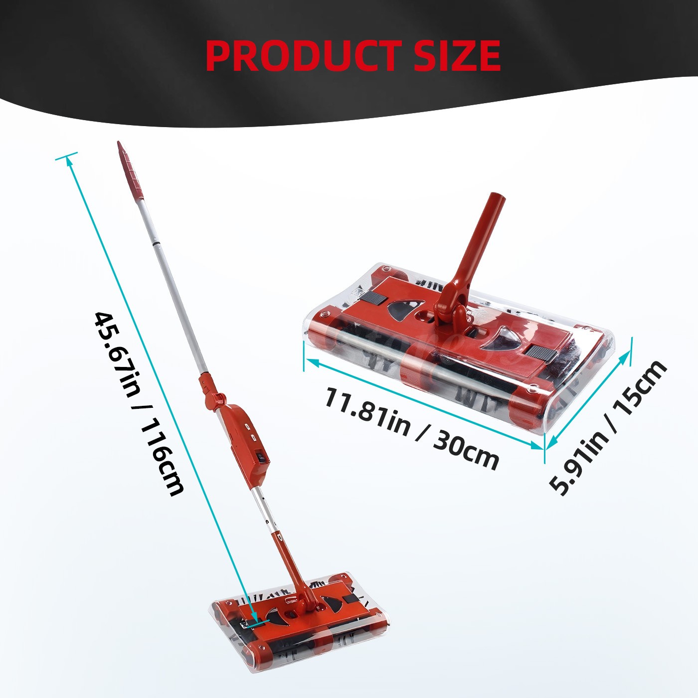 Cordless floor sweeper 45″ rechargeable floor and carpet sweeper Vacuum Cleaner