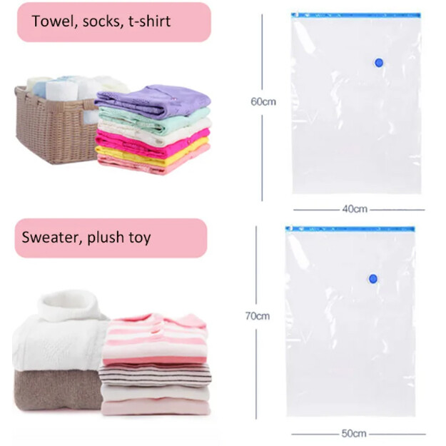 10 x Jumbo Vacuum Storage Bags Travel Space Saver Garment Seal Clothes Organizer