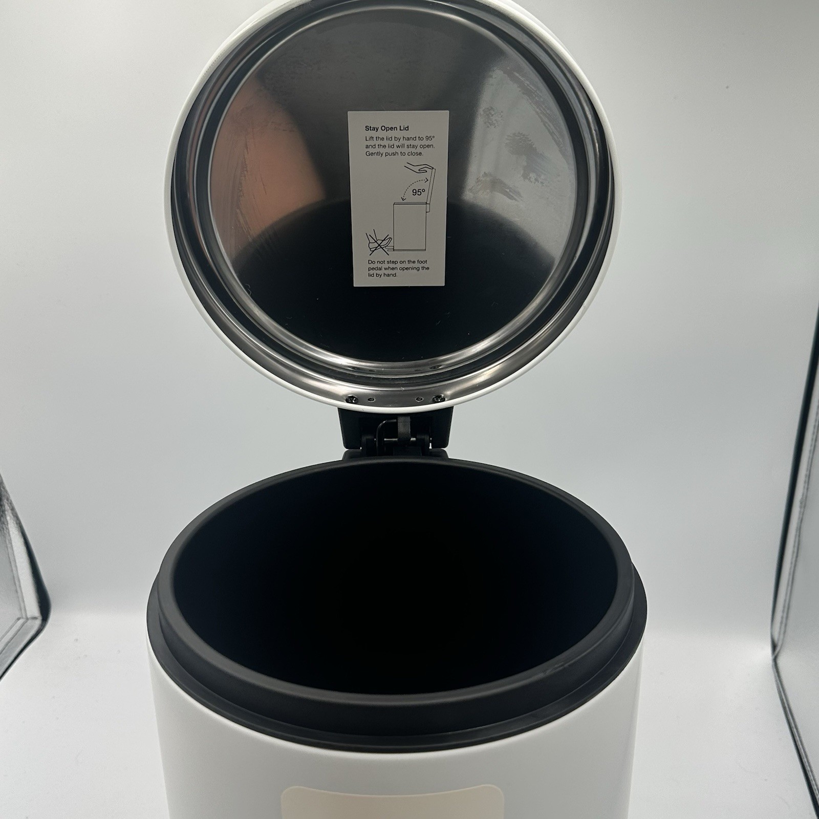 (White) Brightroom Stainless Steel Trash Can 1.3 Gallon / 5L 11” X 8” X 10” NEW