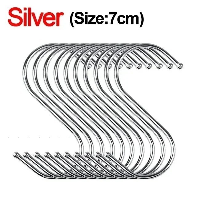 10-50pc Stainless Steel S Hooks Kitchen Meat Pan Utensil Clothes Hanger Hanging
