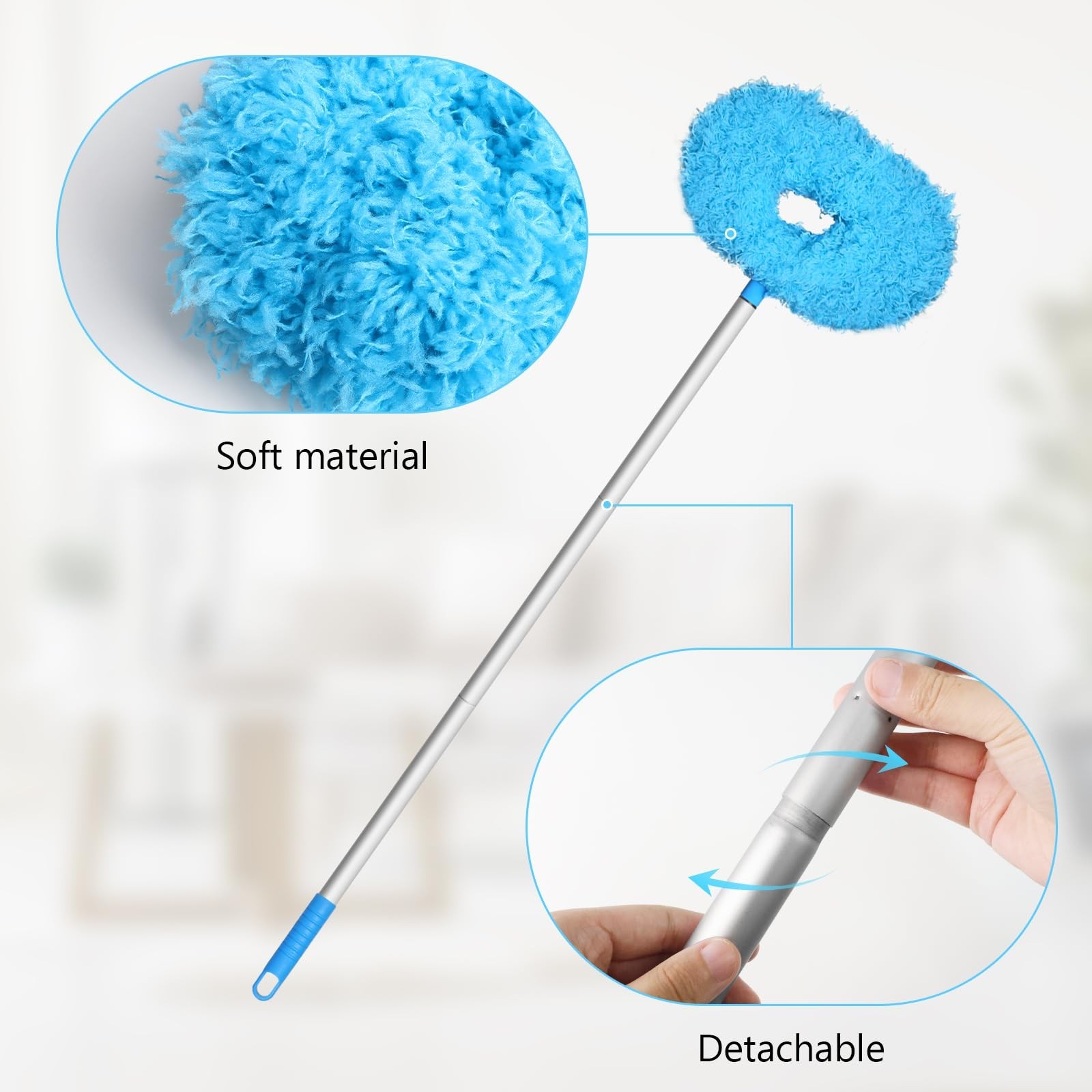 Eunice 13-49.7 Inches Ceiling Fan Duster with Extension Pole, Adjustable and …