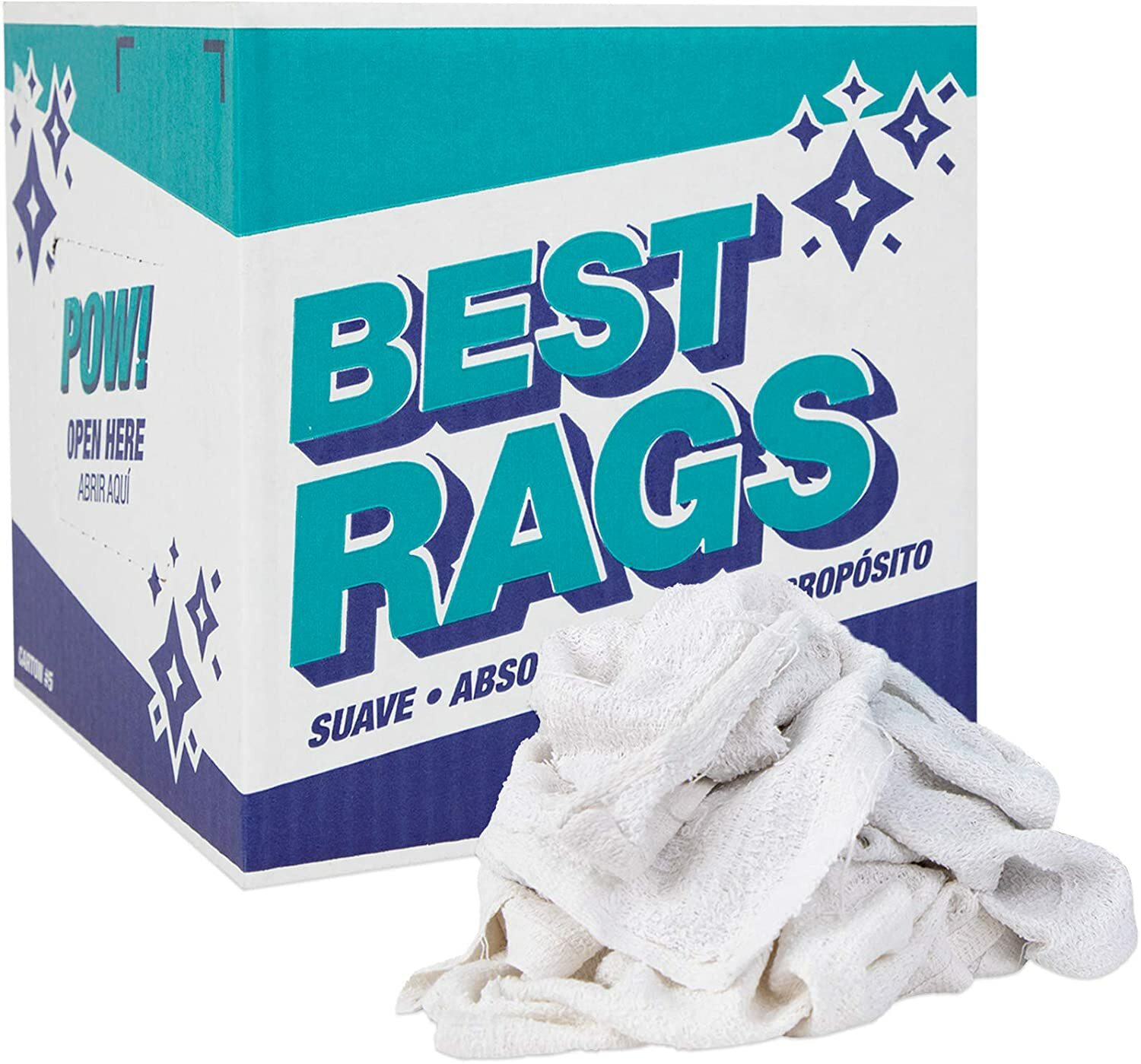 Terry Towel Cleaning Rags, Package Options, White, Multipurpose 14×14 to 20×20