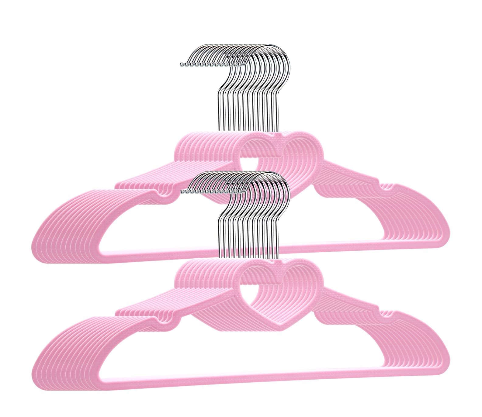 Plastic Hangers 20 Pack Pink Hangers Ultra Thin Space Savingcute Heart Hangers P