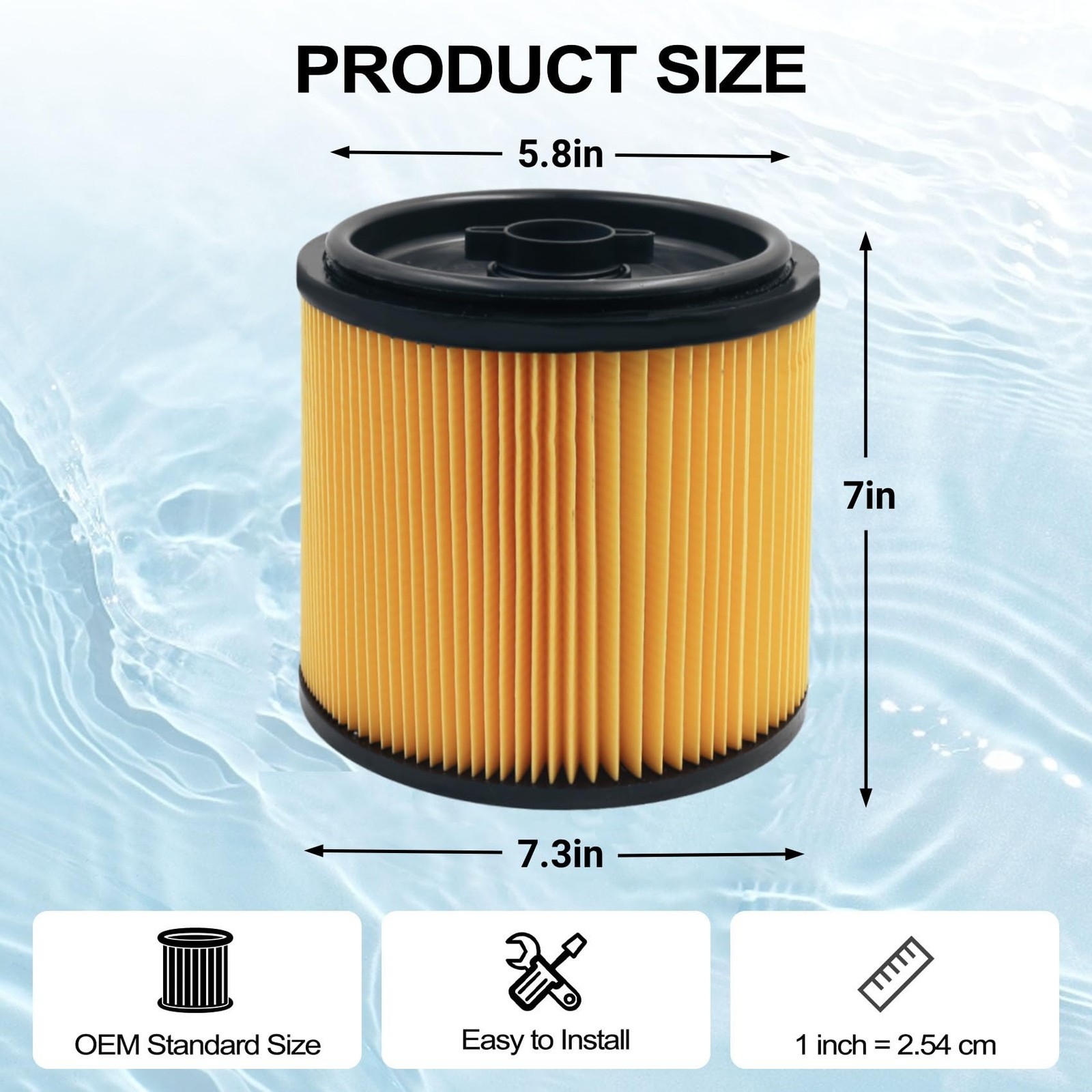 2 Pack Replacement for Vacmaster Filter, VCFS Shop Vac Filters 2 PACK, Yellow