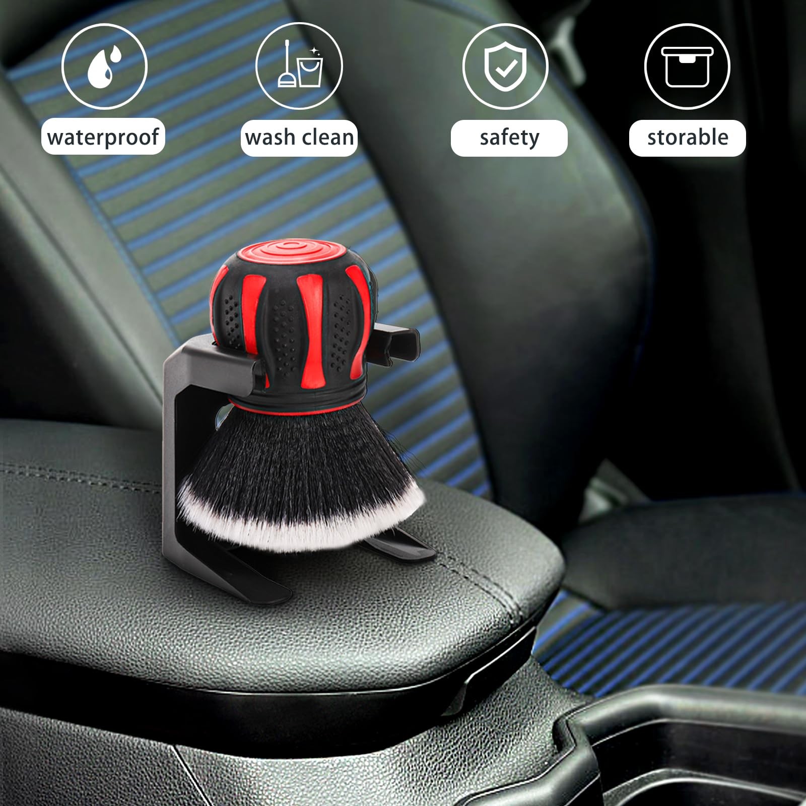 Dogary 1 PC Curveball Detailing Brush, Handheld Soft Bristle Car 1 PC, Red