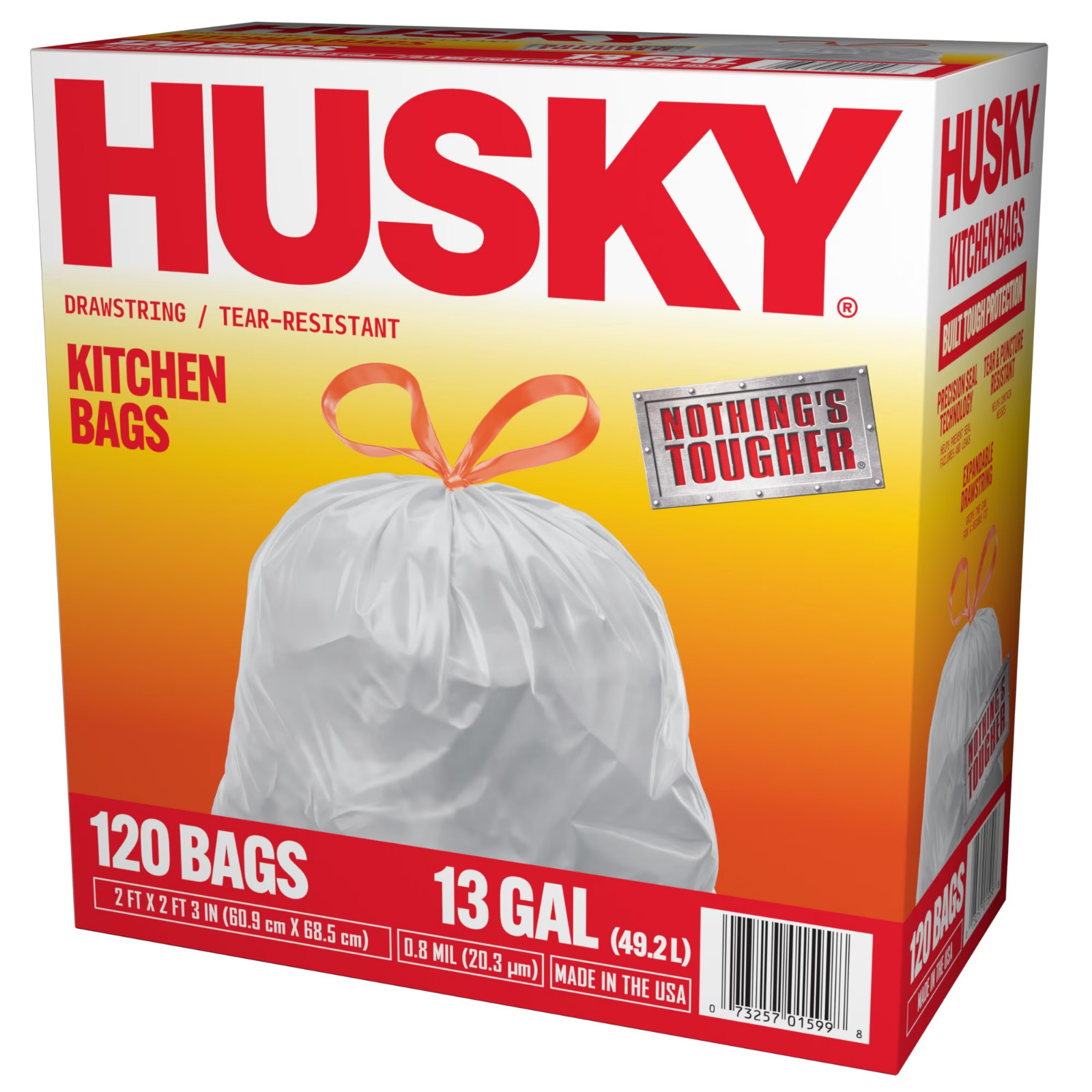 Husky 13 Gallon Tall Kitchen Drawstring Bags, 120 Bags New