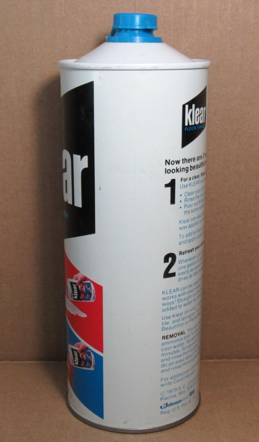 RARE Vtg Johnson Wax Klear Floor Finish Polish Shine 27 Oz 1960s Can ~ 50% Full